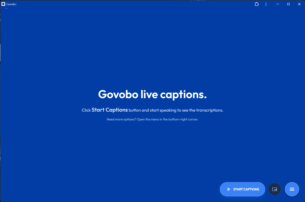 GoVoBo Live Captions web application interface